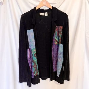 Chico's Travelers Silk Patchwork Cardigan